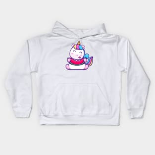 Cute Unicorn Eating Watermelon Kids Hoodie